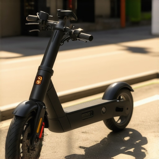 The Future of Urban Mobility Futuristic scooter with AI sensors in a city